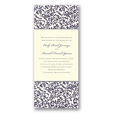 Vintage Damask Wedding Invitation - Raisin