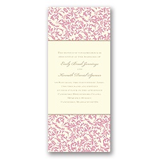 Vintage Damask Wedding Invitation - Salmon