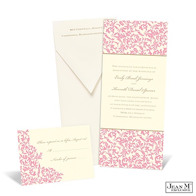 Vintage Damask Invitation - Salmon
