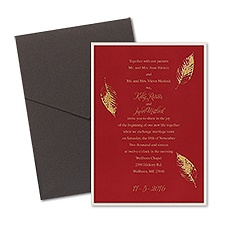Fall Leaves Layered Foil Wedding Invitation - Pocket - Merlot