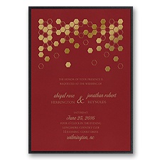 Geometric Border Layered Foil Wedding Invitation - Merlot