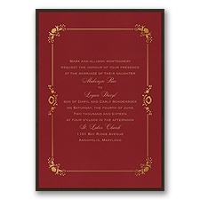 Dainty Frame Layered Foil Wedding Invitation - Merlot