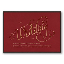 Wedding Typography Layered Foil Wedding Invitation - Merlot