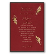 Fall Leaves Layered Foil Wedding Invitation - Merlot