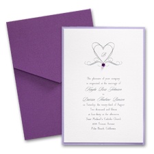 White Shimmer Layered Wedding Invitation with Pocket
