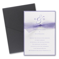 White Shimmer Layered Wedding Invitation with Pocket