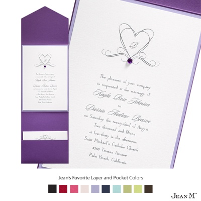 White Shimmer Layered Invitation with Pocket