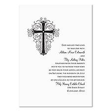 Elegant Cross Wedding Invitation - White