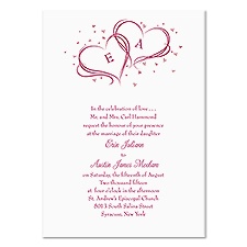 Monogram Hearts Wedding Invitation - White