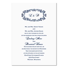 Monogram Swirls Wedding Invitation - White