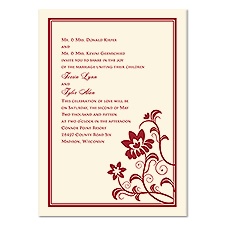 Modern Flowers Wedding Invitation - Ecru