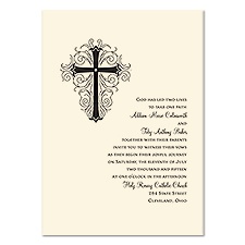 Elegant Cross Wedding Invitation - Ecru
