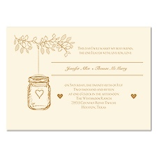 Lantern Jar Wedding Invitation - Ecru