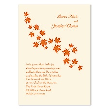 Falling Leaves Wedding Invitation - Ecru