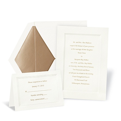 Ecru Triple Frame Wedding Invitation