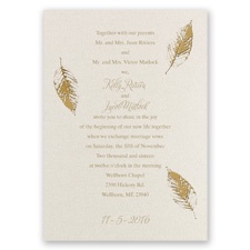 Fall Leaves Foil Wedding Invitation - Ecru Shimmer