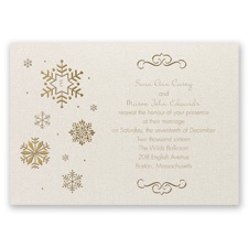 Falling Snowflakes Foil Wedding Invitation - Ecru Shimmer