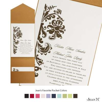 Ecru Shimmer Invitation Card with Pocket