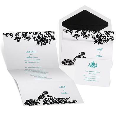 Damask Wedding Invitations on Wedding Invitations    Folders    Damask Edges Wedding Invitation