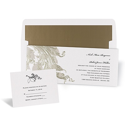 Golden Leaves Wedding Invitation