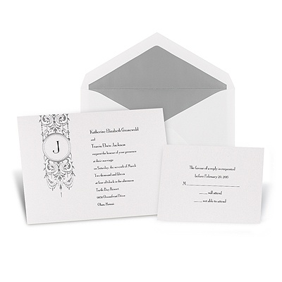 Silver Pendant Monogram Wedding Invitation