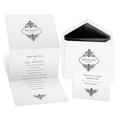 Embellished Crest Wedding Invitation