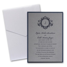 Pewter Layered Wedding Invitation with Pocket