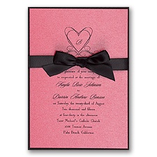 Hot Pink Shimmer Layered Wedding Invitation