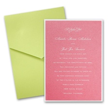 Hot Pink Shimmer Layered Wedding Invitation with Pocket