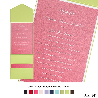 Hot Pink Shimmer Layered Invitation with Pocket