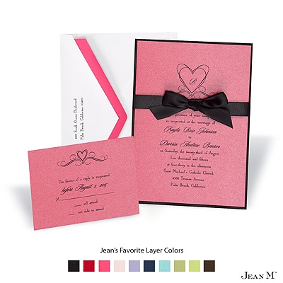 Hot Pink Shimmer Layered Invitation