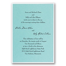 Aqua Shimmer Layered Wedding Invitation