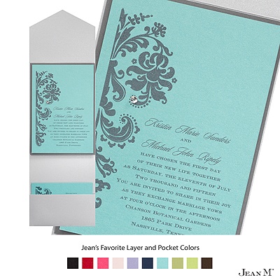 Aqua Shimmer Layered Invitation with Pocket
