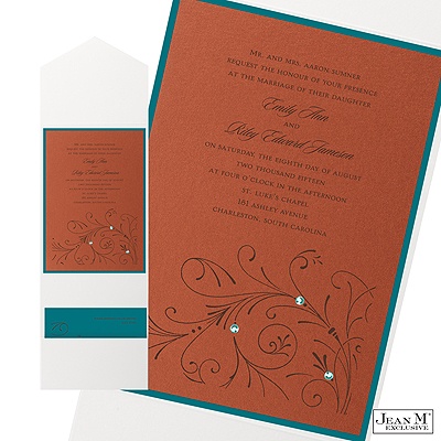 Copper Shimmer Layered Invitation with Pocket
