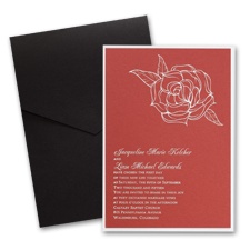 Red Shimmer Layered Wedding Invitation with Pocket