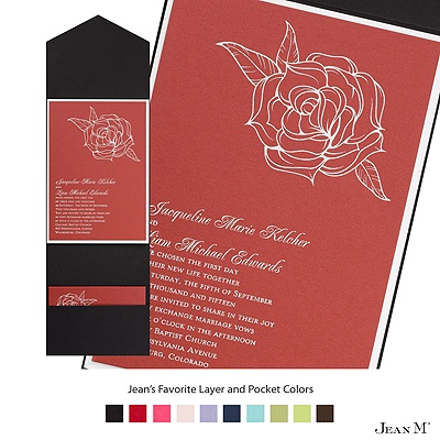 Red Shimmer Layered Invitation with Pocket
