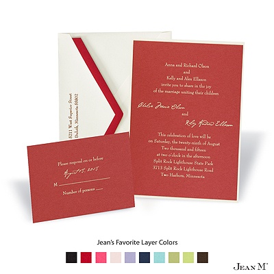 Red Shimmer Layered Invitation