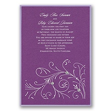 Purple Shimmer Layered Wedding Invitation