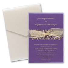 Purple Shimmer Layered Wedding Invitation with Pocket