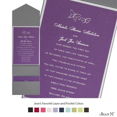 Purple Shimmer Layered Invitation with Pocket