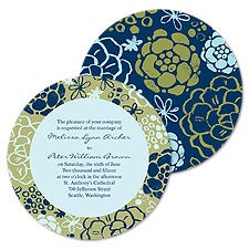 Rustic Flowers Wedding Invitation - Sea