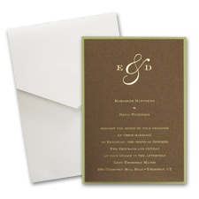 Mocha Shimmer Layered Wedding Invitation with Pocket