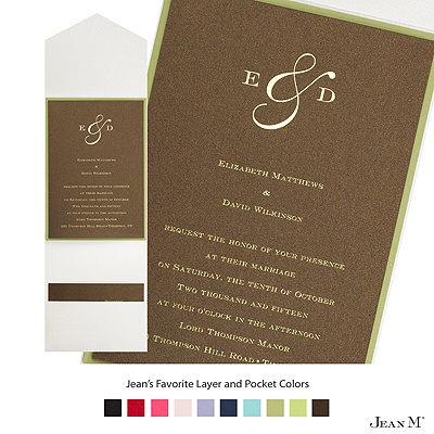 Mocha Shimmer Layered Invitation with Pocket