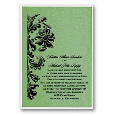Green Shimmer Layered Wedding Invitation