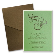 Green Shimmer Layered Wedding Invitation with Pocket