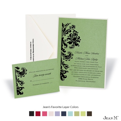 Green Shimmer Layered Invitation
