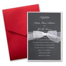 Black Shimmer Layered Wedding Invitation with Pocket