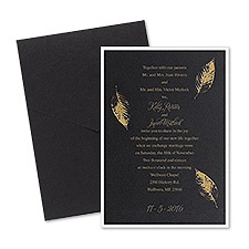 Fall Leaves Layered Foil Wedding Invitation - Pocket - Black