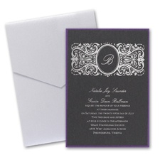 Black Shimmer Layered Wedding Invitation with Pocket