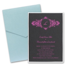 Black Shimmer Layered Wedding Invitation with Pocket